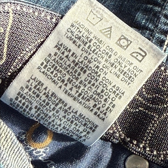 Cute baby wrangler Boot cut 13/14 X 34 western Blue dark wash Jeans like new - Picture 14 of 14